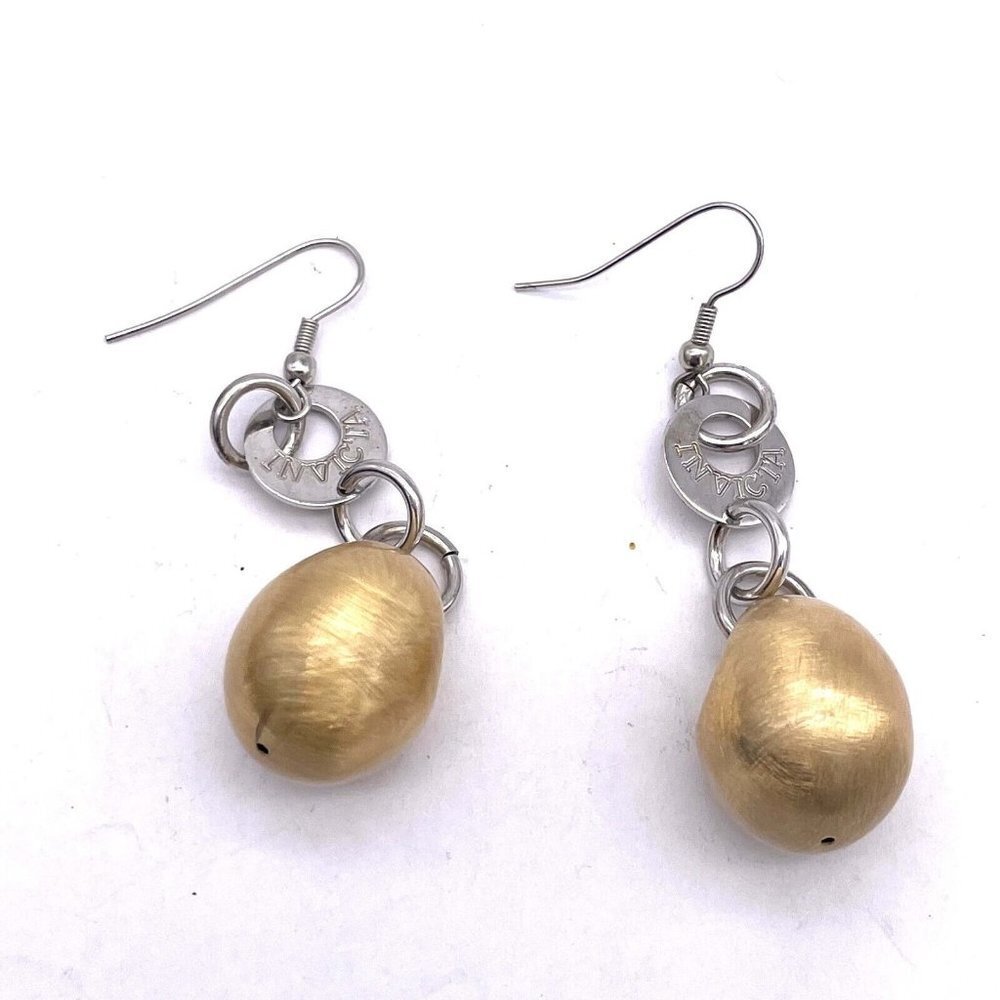 Invicta 925 Sterling Silver Dangle Earrings Hook Closure
